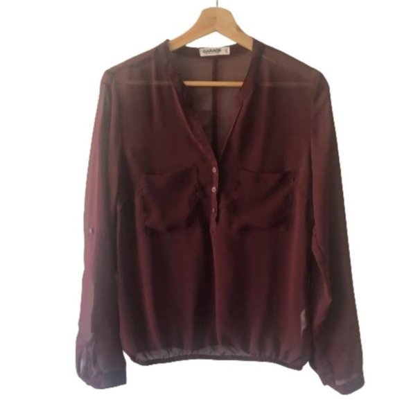 Garage Sheer Chiffon Blouse Size M - Picture 1 of 13